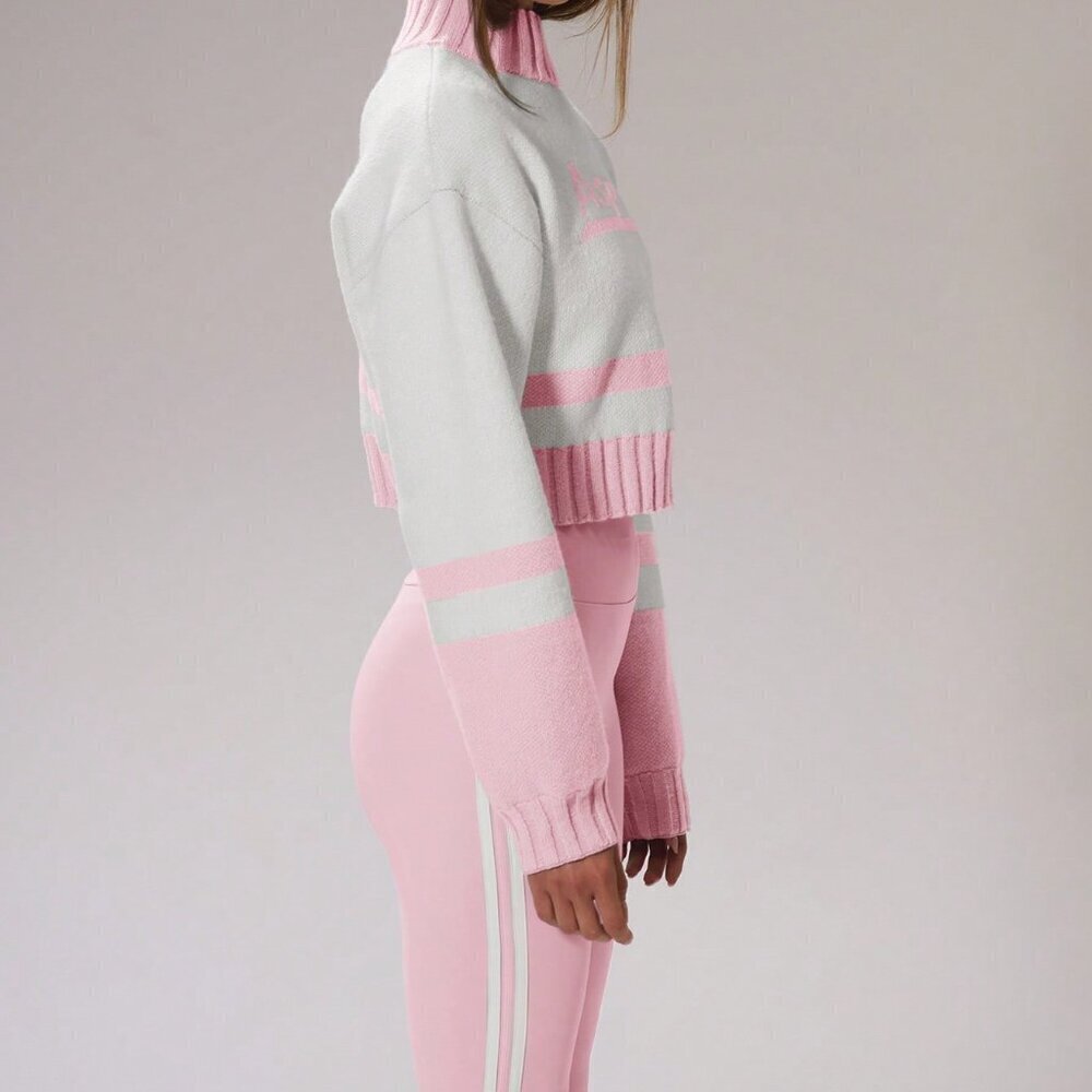 Baby Pink Casual Women's Sport Sweaters - Picture 3 of 6